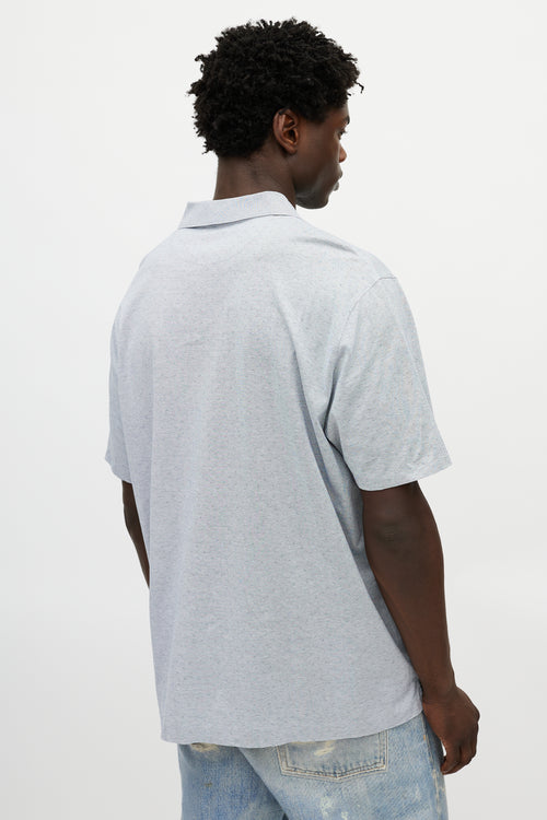 Zegna White & Blue Knit Polo