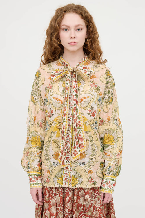 Zimmermann Paisley Bow Button Up Top