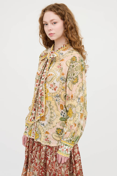 Zimmermann Paisley Bow Button Up Top
