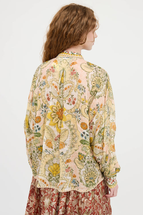 Zimmermann Paisley Bow Button Up Top