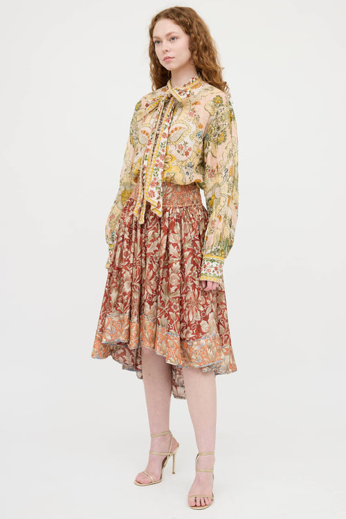 Zimmermann Paisley Bow Button Up Top