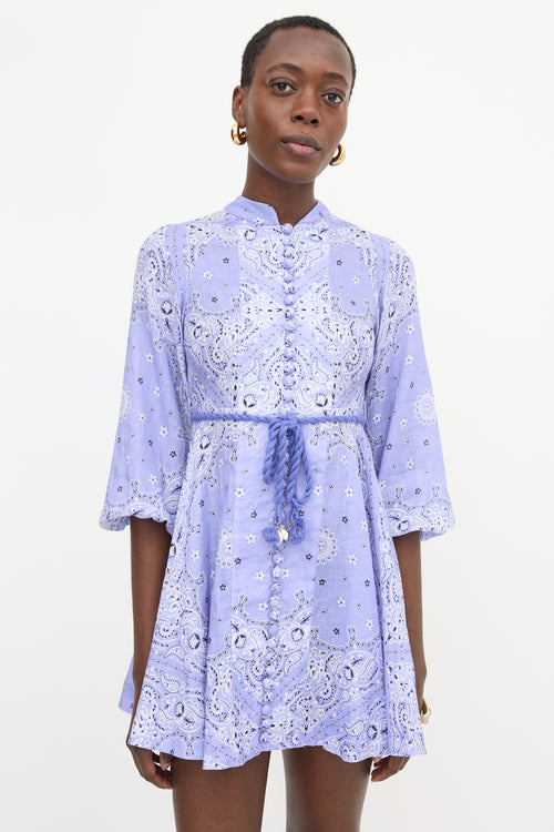 Zimmermann Linen Printed Violet Dress