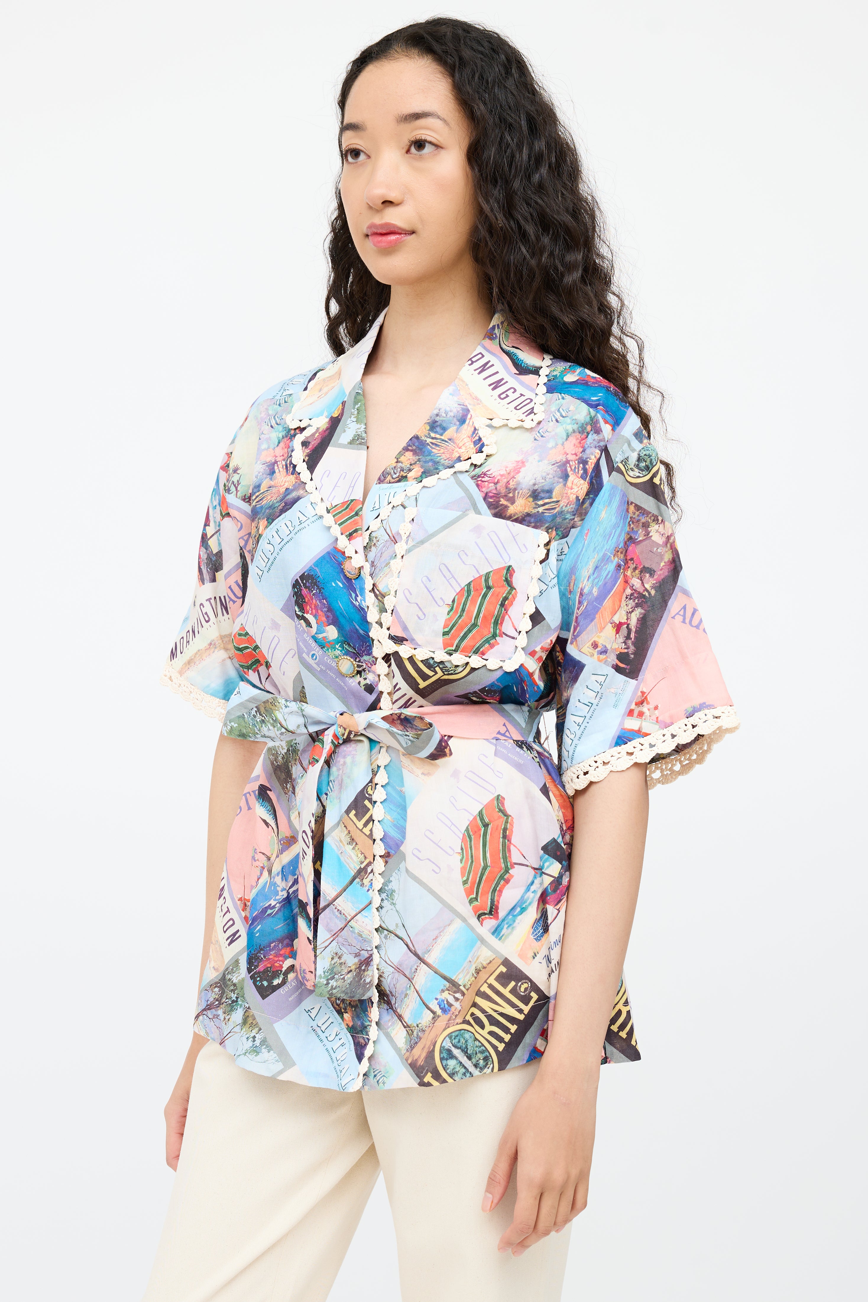 ZimmermannBlue & Multicolour Postcard Top