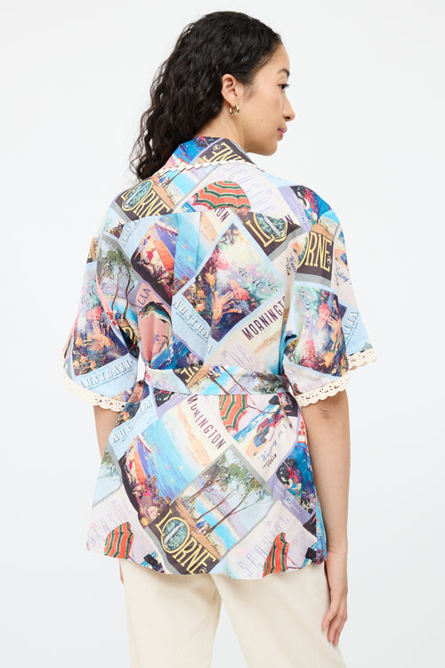 ZimmermannBlue & Multicolour Postcard Top