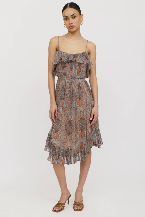 Zimmermann Silk Paisley Gathered Dress