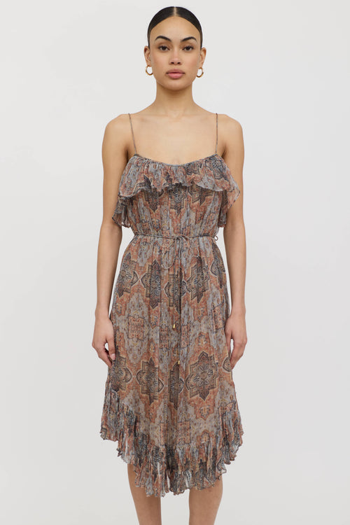 Zimmermann Silk Paisley Gathered Dress