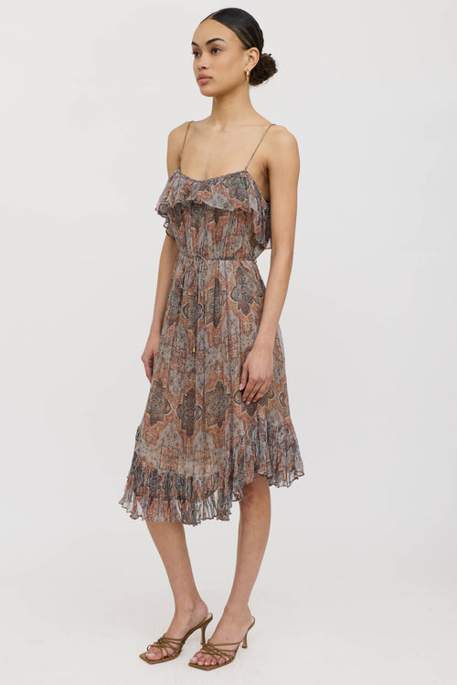 Zimmermann Silk Paisley Gathered Dress