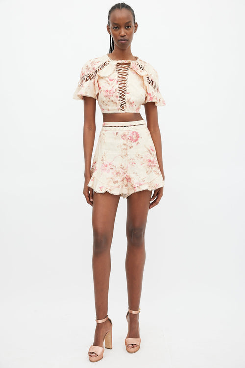 Zimmermann Beige & Multi Corsair Flutter Co-Ord Set