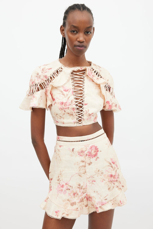 Zimmermann Beige & Multi Corsair Flutter Co-Ord Set