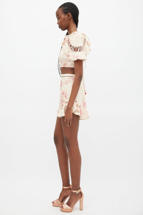 Zimmermann Beige & Multi Corsair Flutter Co-Ord Set