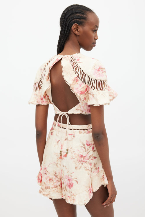 Zimmermann Beige & Multi Corsair Flutter Co-Ord Set