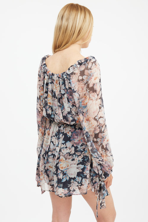 Zimmermann Black & Multi Silk Floral Tempest Romper
