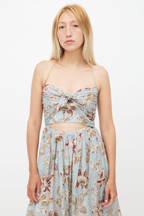 Zimmermann Blue & Multi Floral Midi Dress