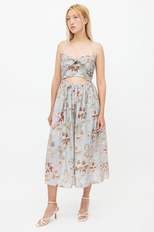 Zimmermann Blue & Multi Floral Midi Dress