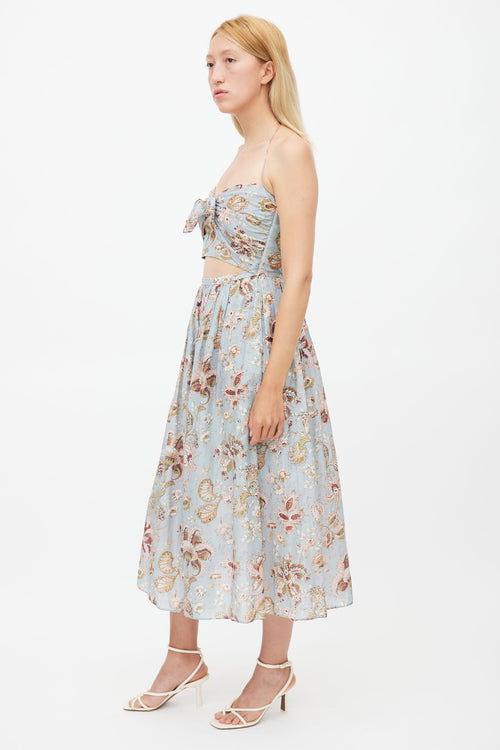 Zimmermann Blue & Multi Floral Midi Dress