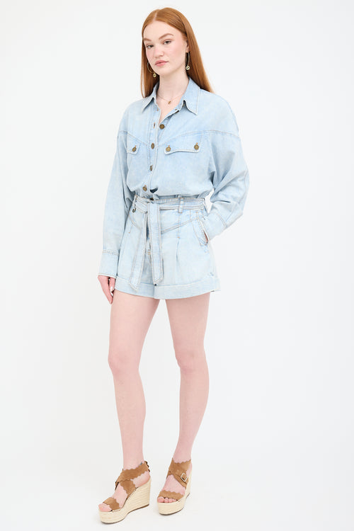 Zimmermann Chambray Cuffed Shorts