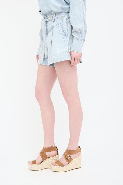 Zimmermann Chambray Cuffed Shorts
