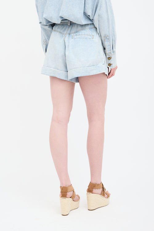 Zimmermann Chambray Cuffed Shorts
