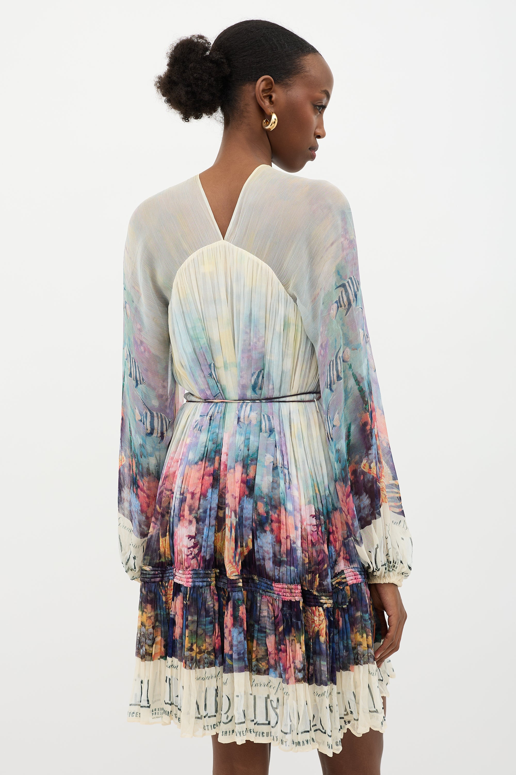 Zimmermann Chiffon Postcard Gathered Dress