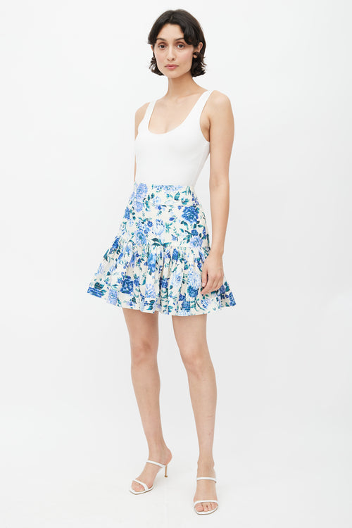 Zimmermann Cream & Blue Floral Skirt