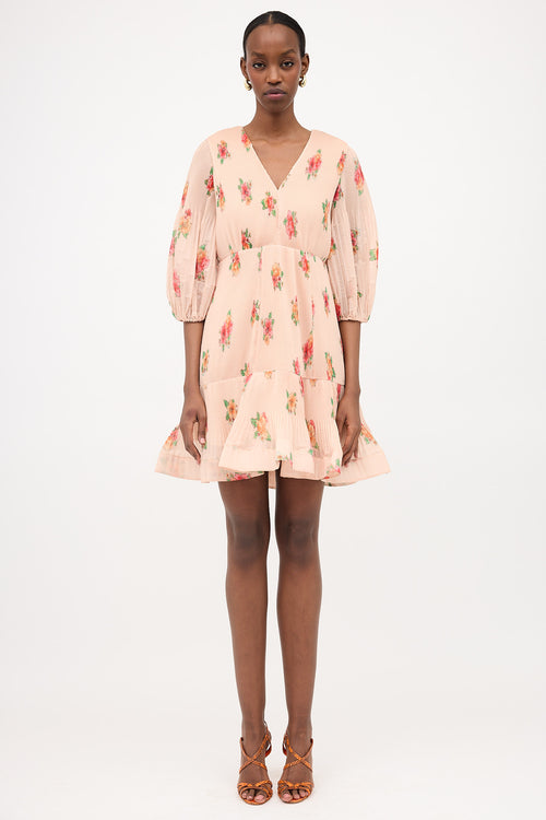 Zimmermann Floral Accordion Pleat Dress