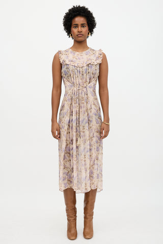 Zimmermann Floral Stranded Bib Dress