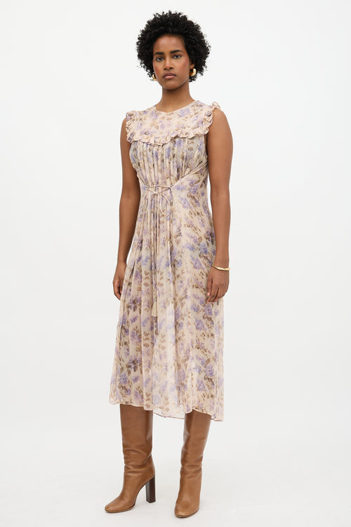 Zimmermann Floral Stranded Bib Dress