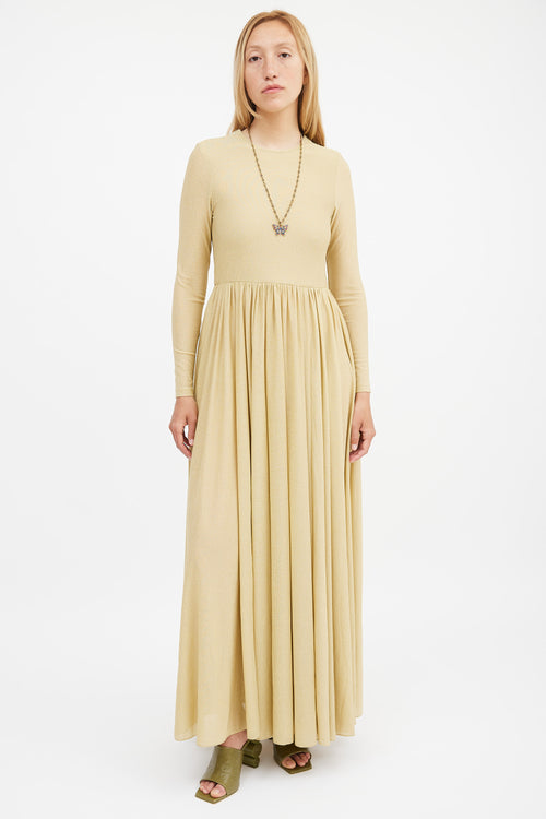 Zimmermann Gold Lyrical Lurex Long Sleeve Dress