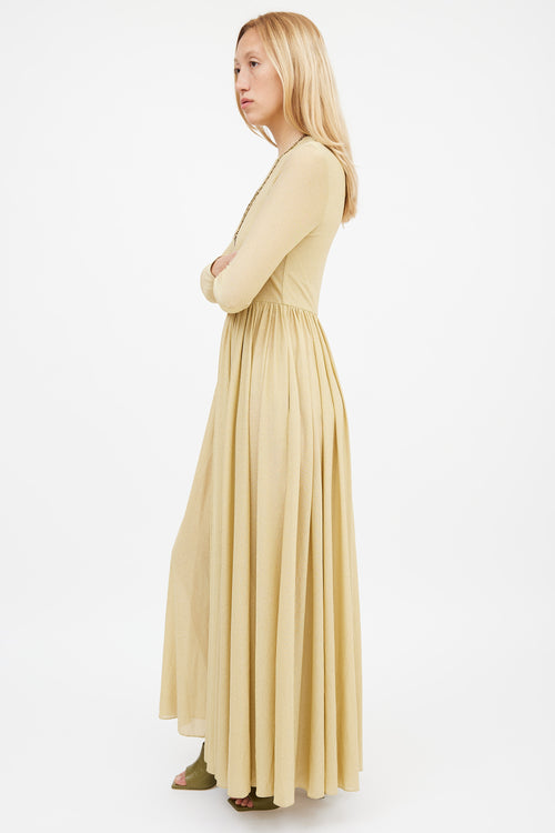 Zimmermann Gold Lyrical Lurex Long Sleeve Dress