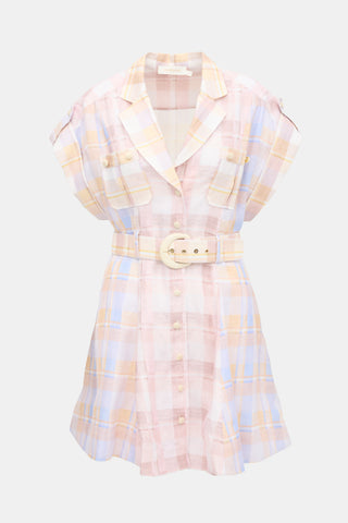 Zimmermann Linen Check Belted Dress