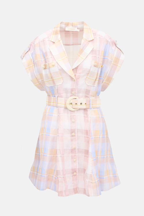 Zimmermann Linen Check Belted Dress