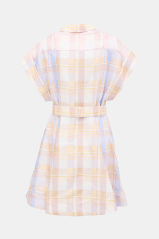 Zimmermann Linen Check Belted Dress