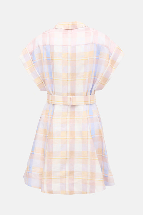 Zimmermann Linen Check Belted Dress