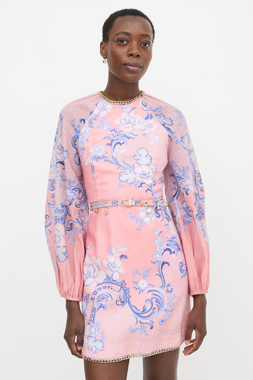 Zimmermann Linen Floral Postcard Mini Dress