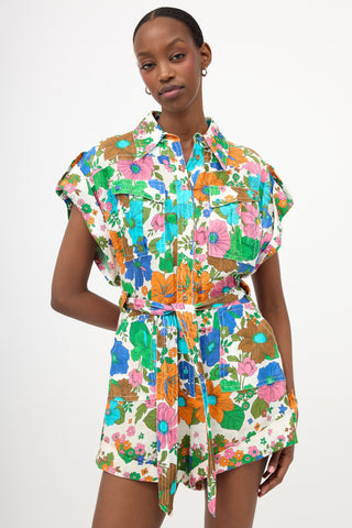 Zimmermann Linen Floral Riders Romper