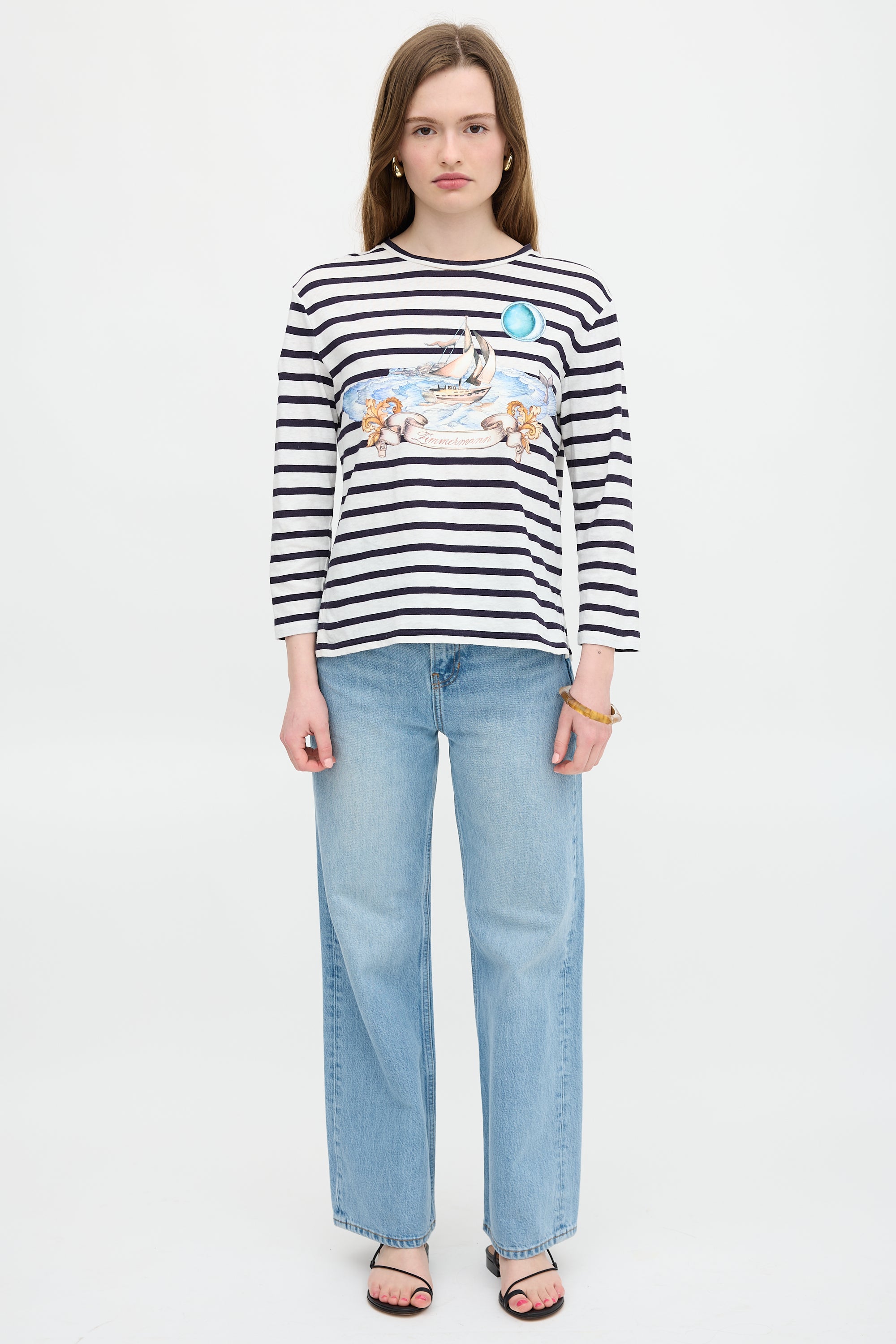 Zimmermann Linen Stripe Graphic T-Shirt