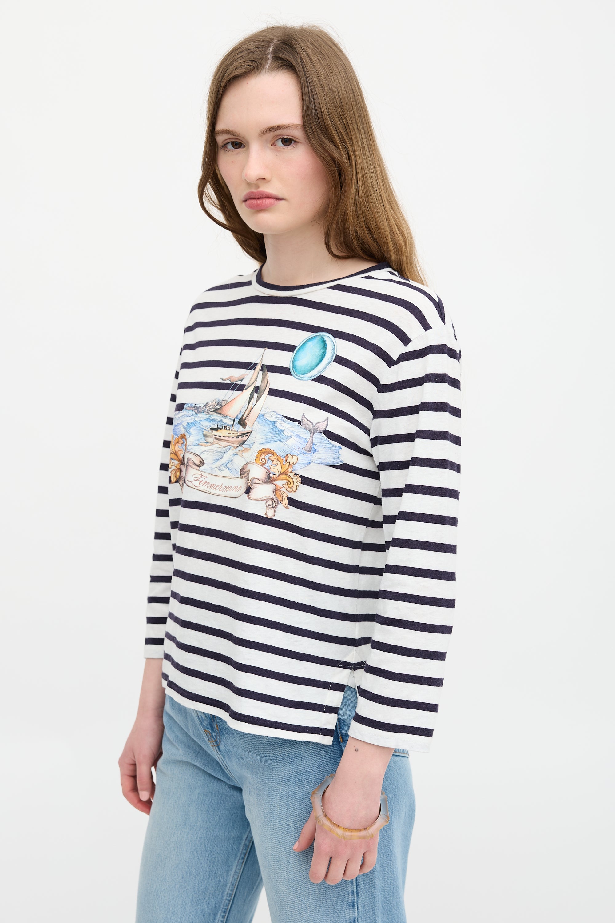 Zimmermann Linen Stripe Graphic T-Shirt