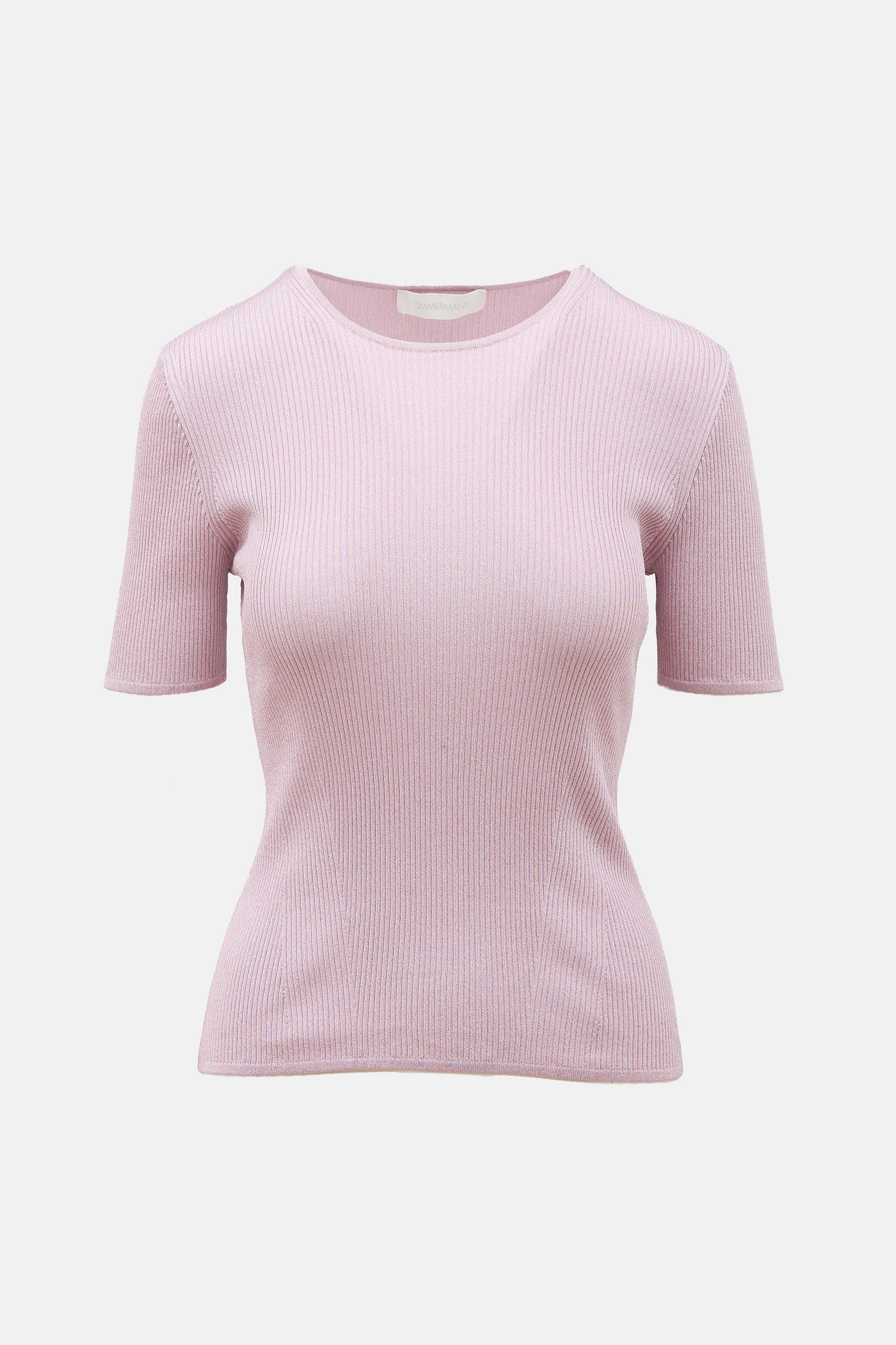 Zimmermann Metallic Rib Knit T-Shirt