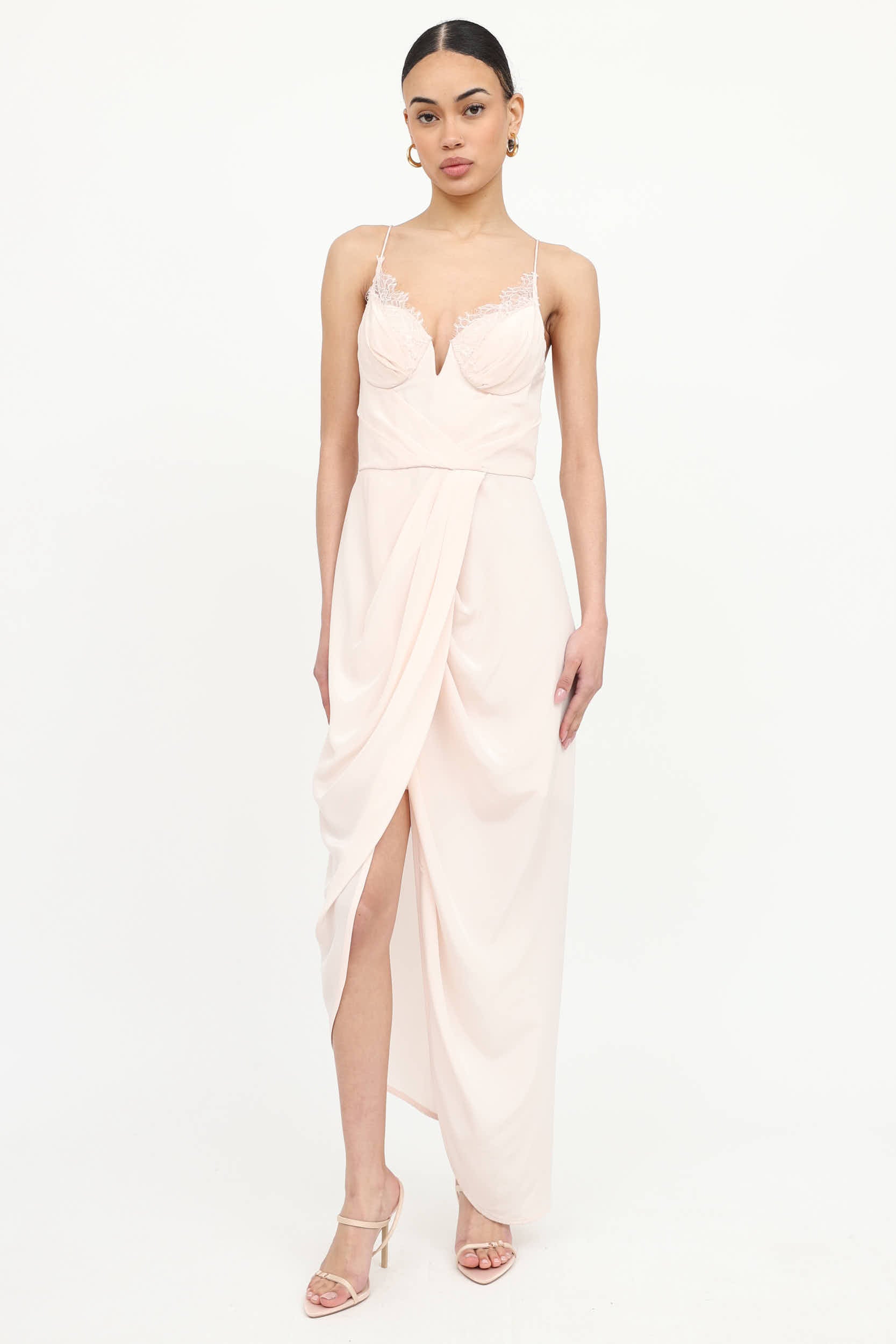 Silk Pleated Lace Dress