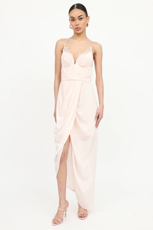 Silk Pleated Lace Dress