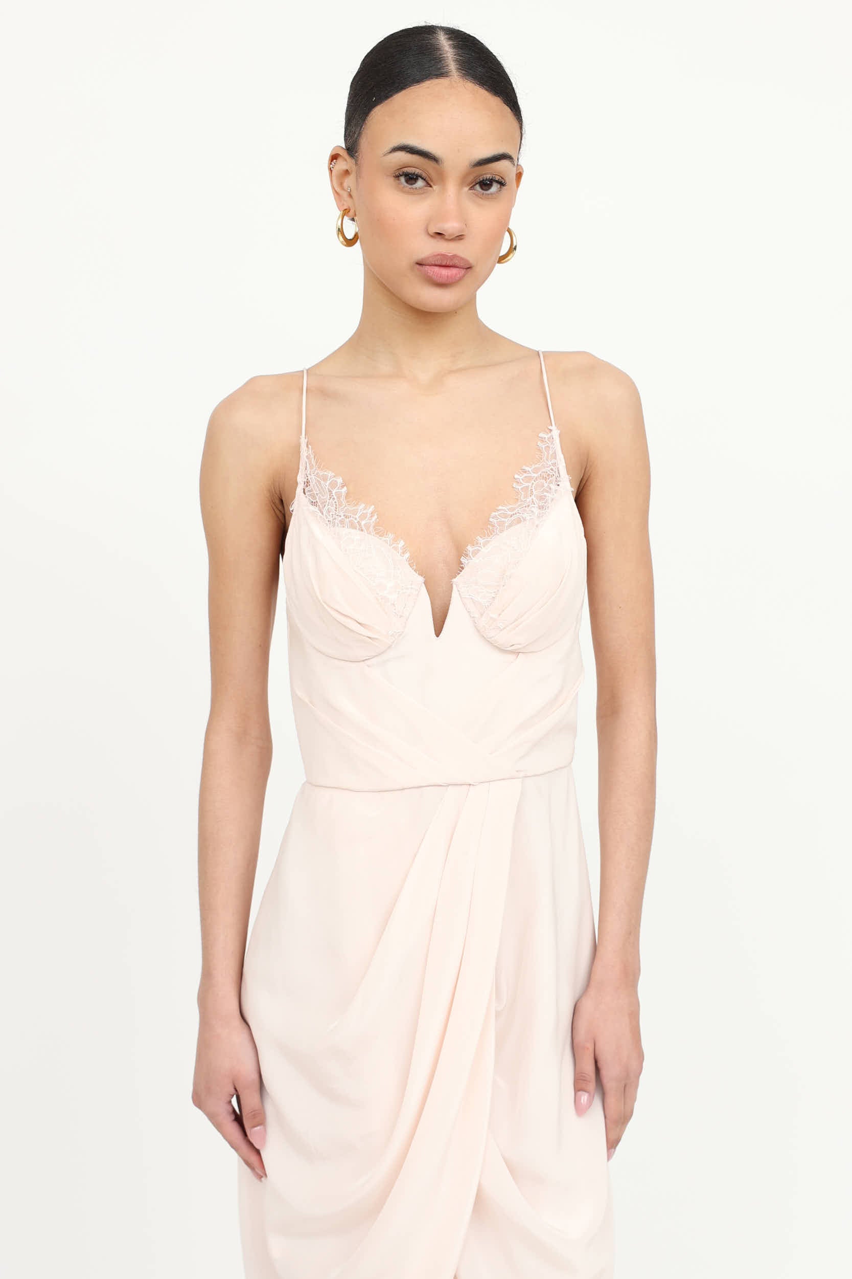 Silk Pleated Lace Dress