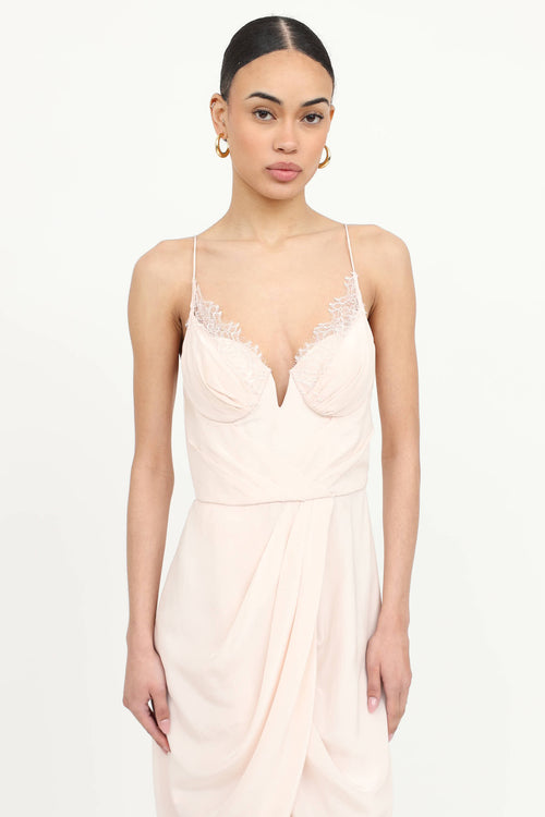 Silk Pleated Lace Dress