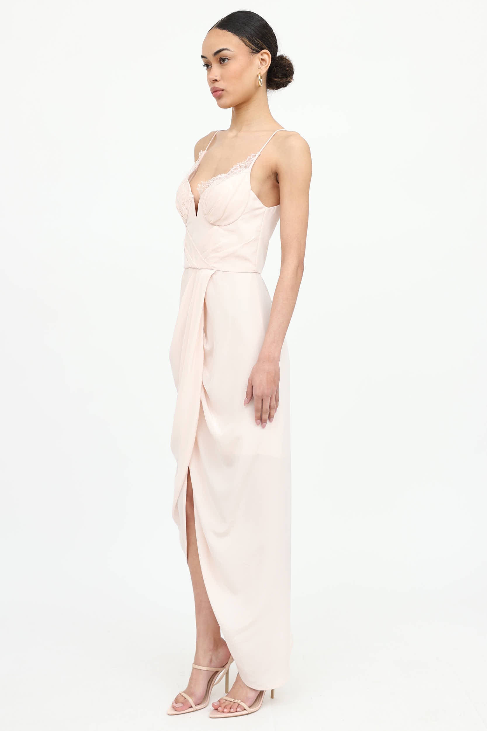 Silk Pleated Lace Dress