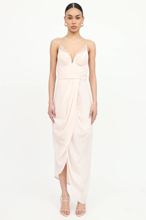 Silk Pleated Lace Dress