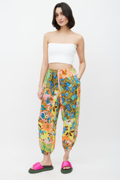 Zimmermann Pink & Multicolour Floral Linen Trouser