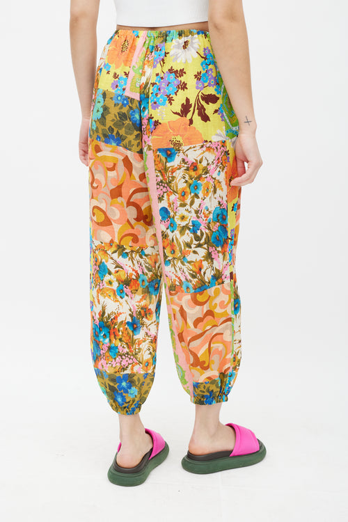Zimmermann Pink & Multicolour Floral Linen Trouser