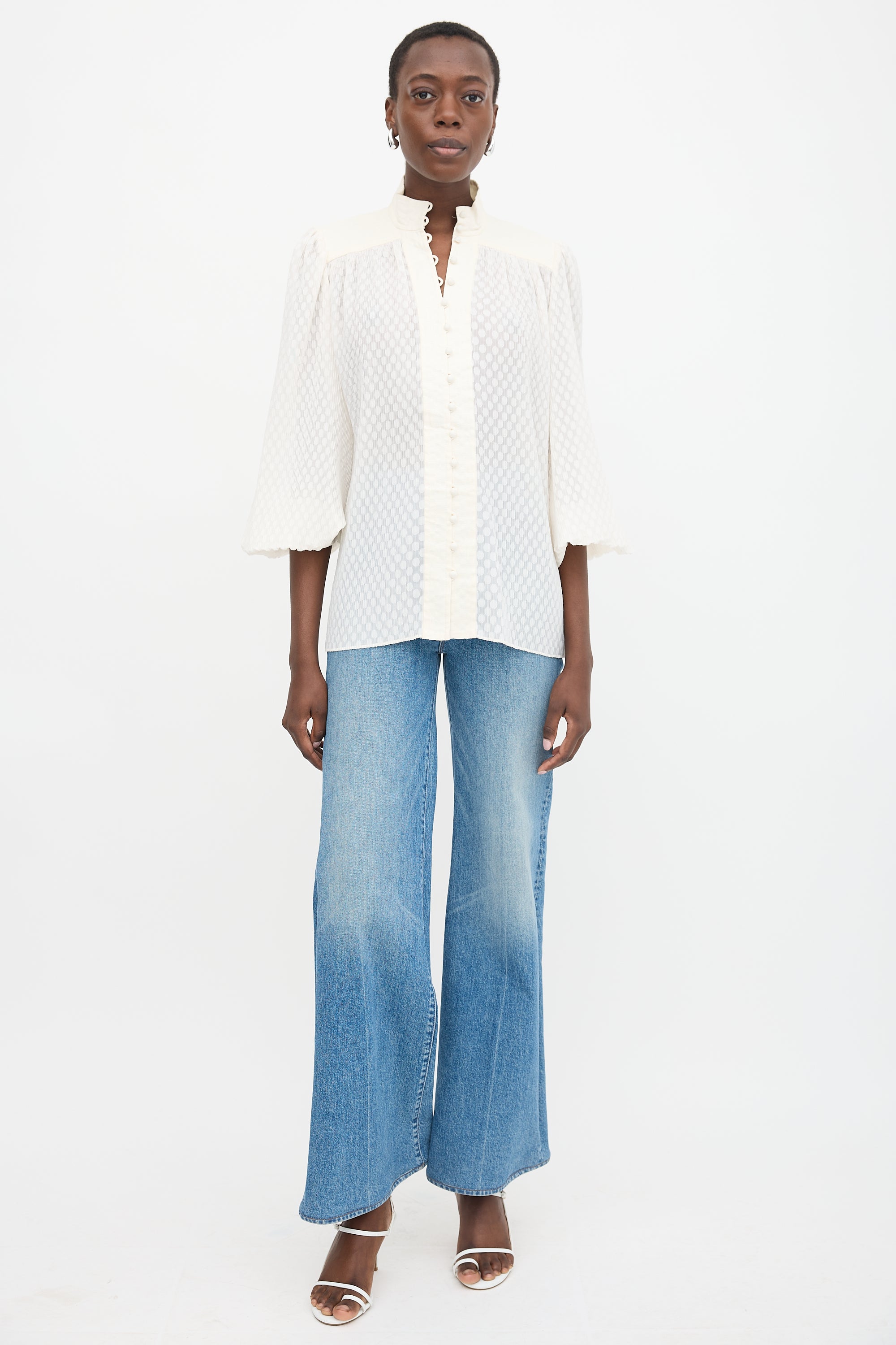 Zimmermann Polka Dot Plissé Blouse