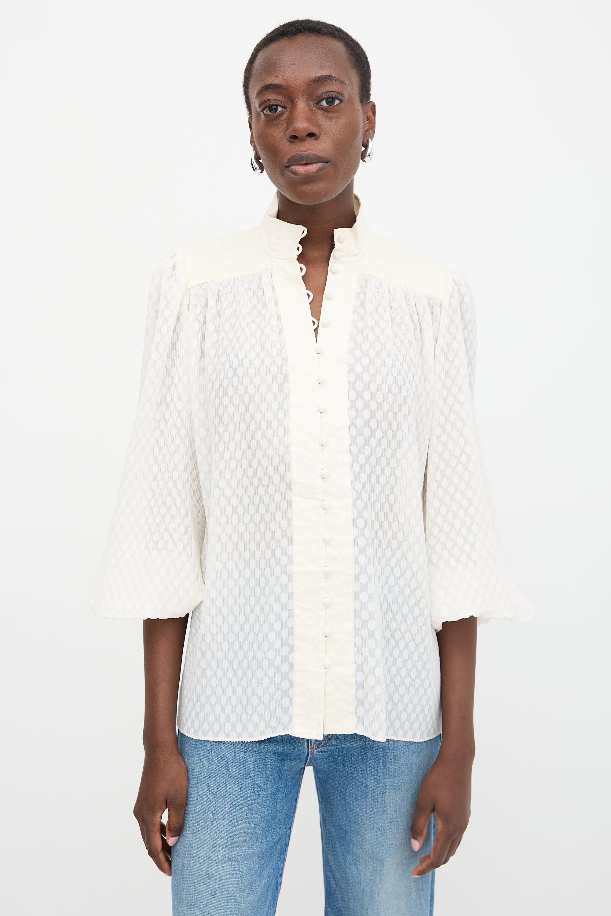 Zimmermann Polka Dot Plissé Blouse