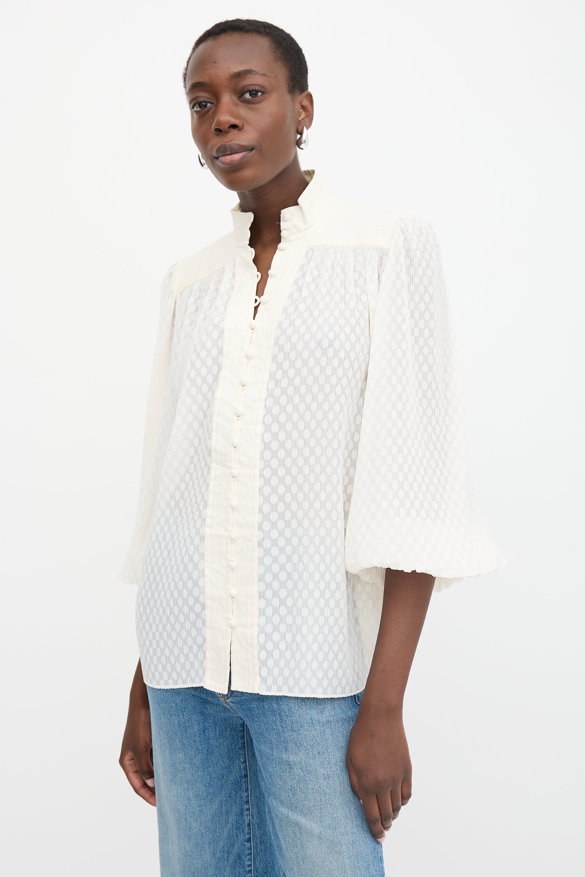 Zimmermann Polka Dot Plissé Blouse