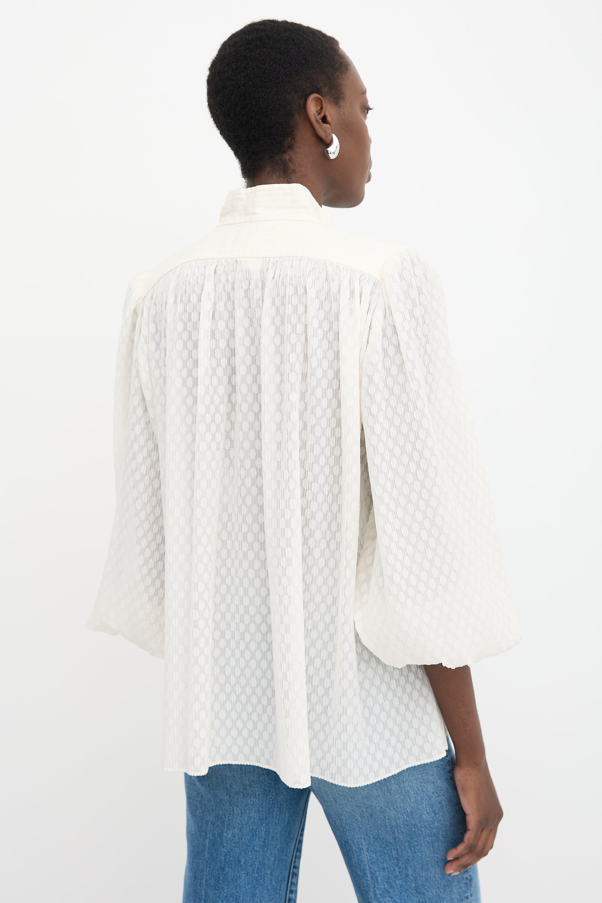 Zimmermann Polka Dot Plissé Blouse